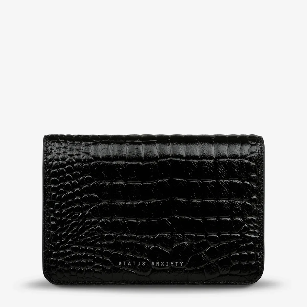 STATUS ANXIETY She Burns black croc emboss