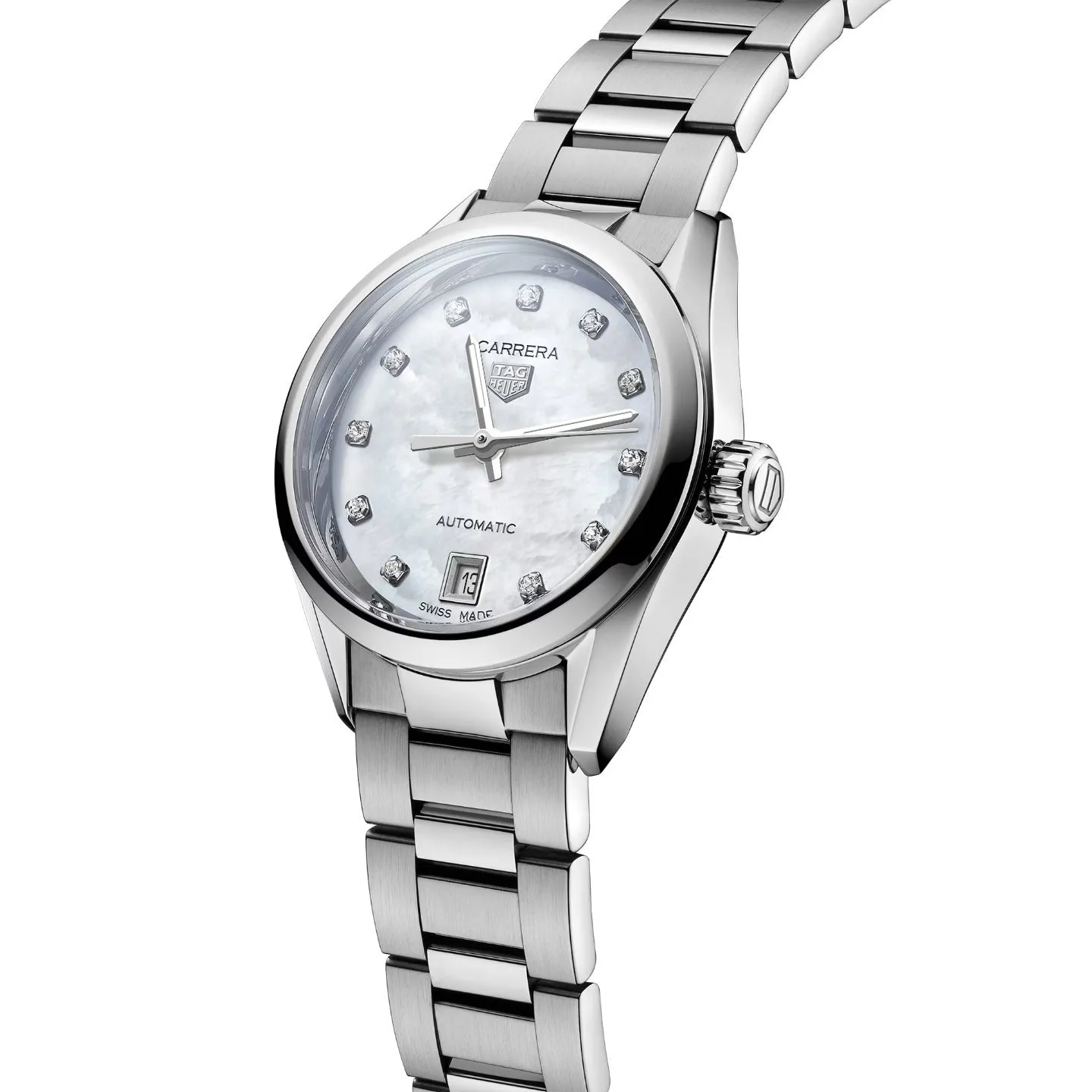 Tag Heuer Carrera Ladies White Diamond Automatic Watch WBN2412.BA0621