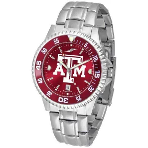 Texas A&M Aggies Mens Competitor AnoChrome Steel Band Watch w/ Colored Bezel
