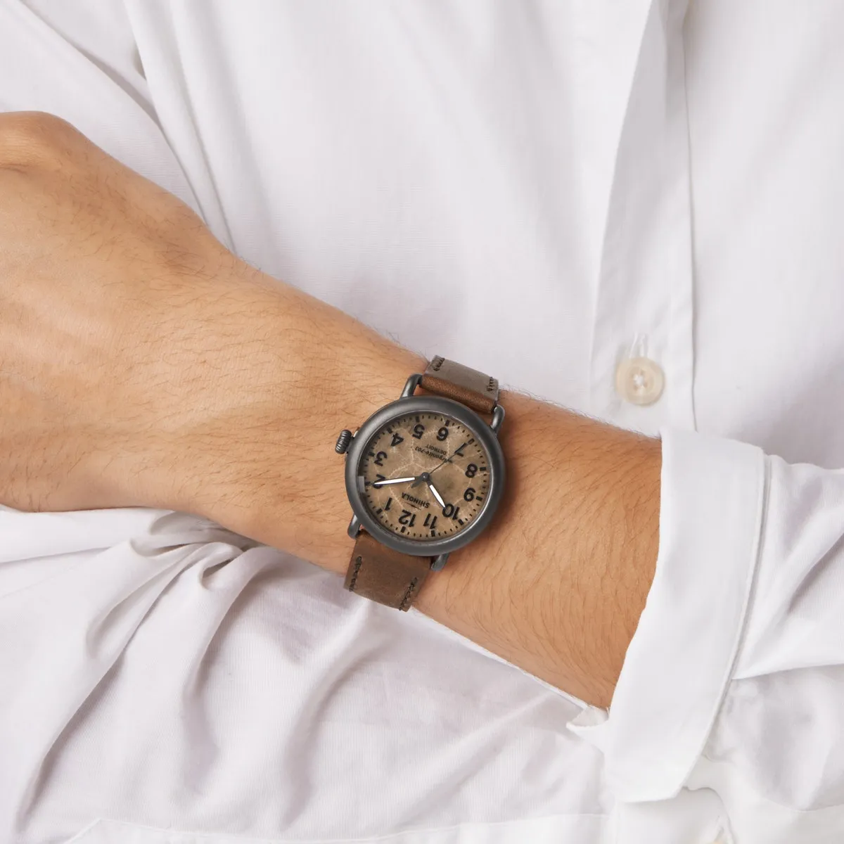 The Runwell Watch - 41mm Petosky / British Tan Leather Strap
