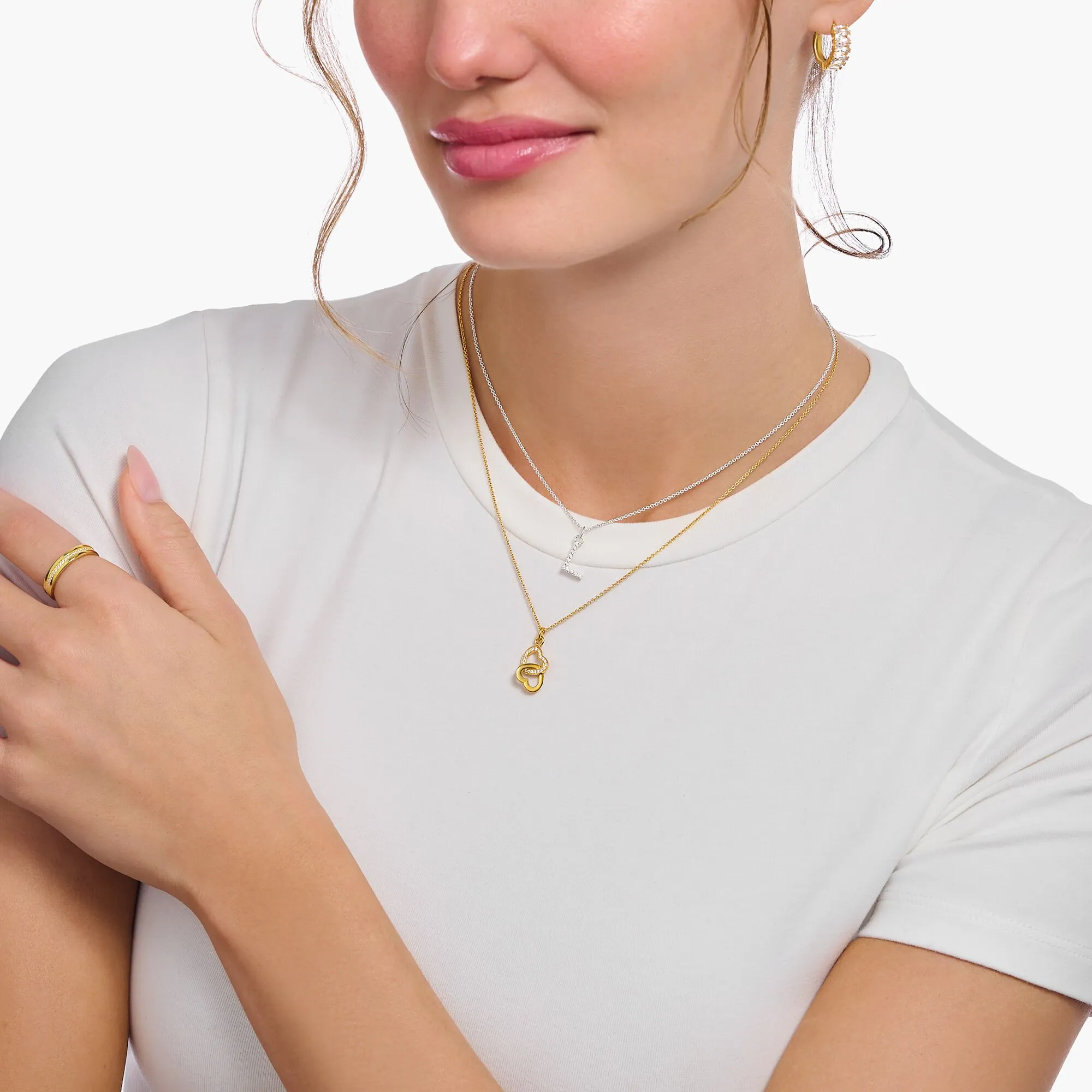 THOMAS SABO Necklace with intertwined hearts pendant - gold