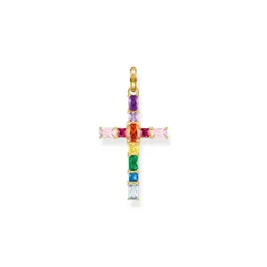 THOMAS SABO Pendant cross colourful stones gold