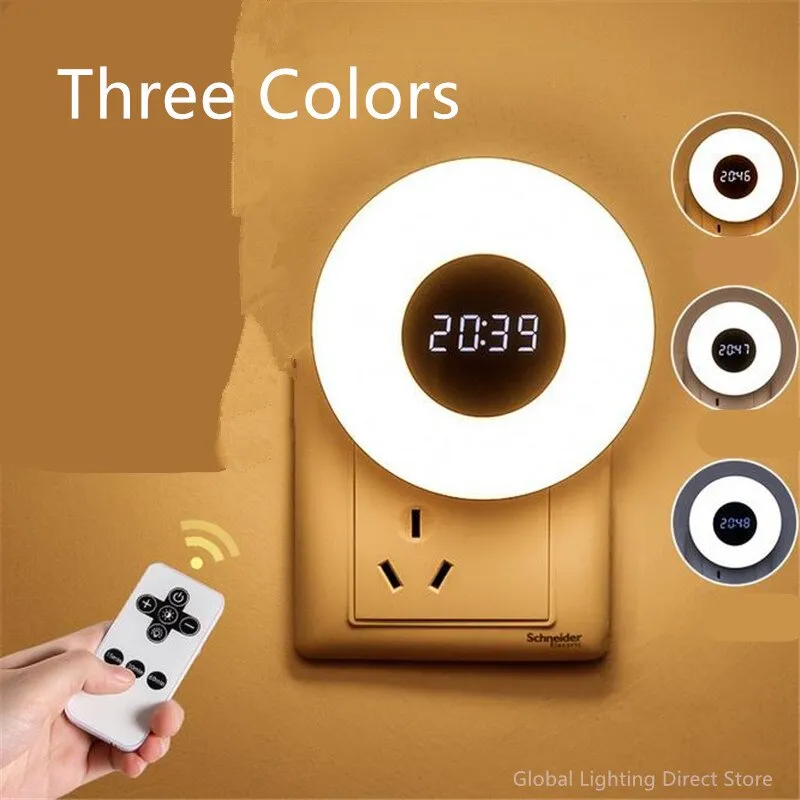 Three Colors 3D Remote Control LED Wall Clock Timing Digital Table Alarm Clock Wall Clock Nightlight For Home Living Room 2#