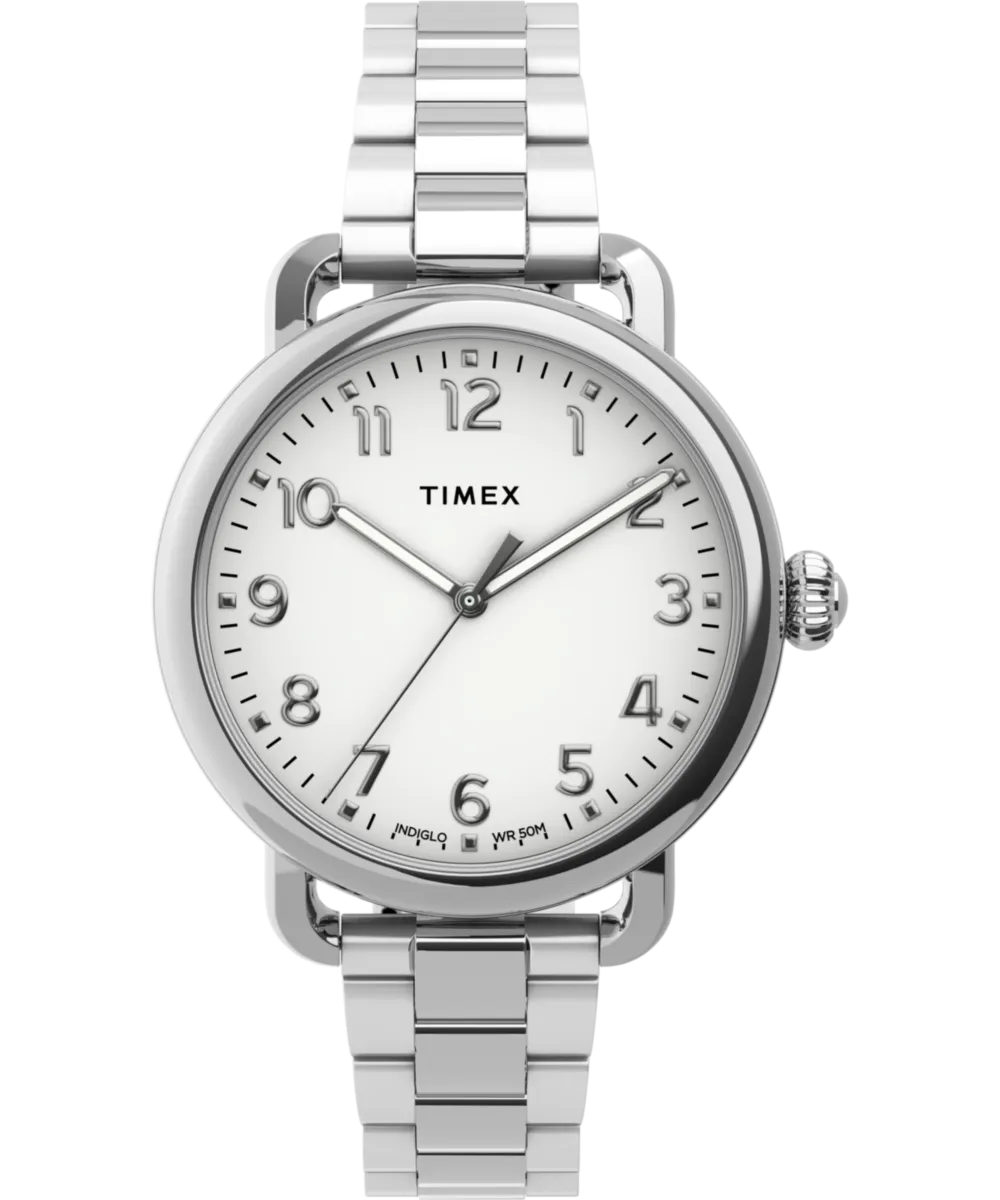 Timex® Standard 34mm Stainless Steel Bracelet Watch