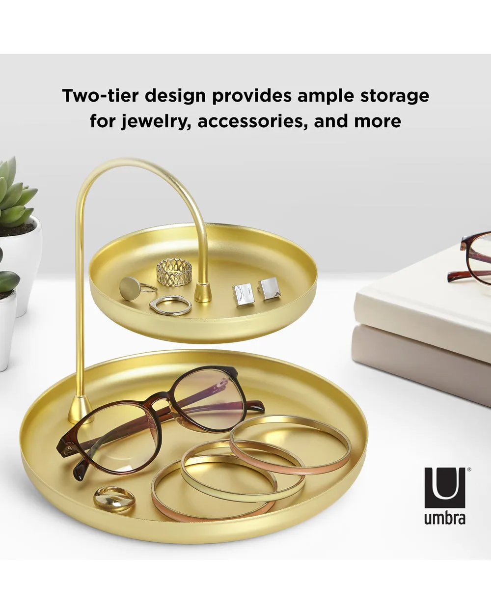 Umbra Poise Two Tiered Tray Brass