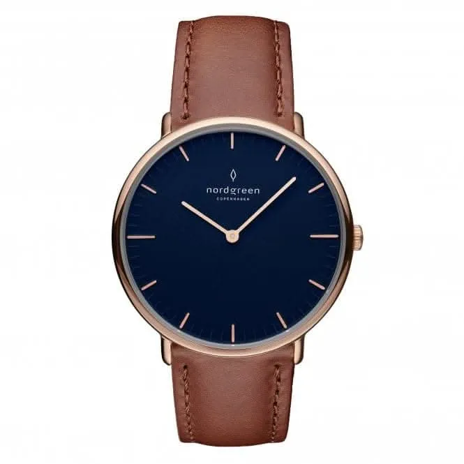 Unisex Native Leather Rose Gold 36mm Watch NR36RGLEBRNA
