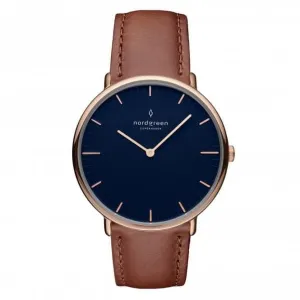 Unisex Native Leather Rose Gold 36mm Watch NR36RGLEBRNA