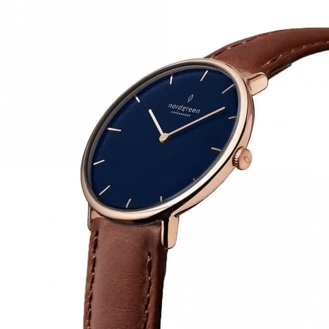 Unisex Native Leather Rose Gold 36mm Watch NR36RGLEBRNA