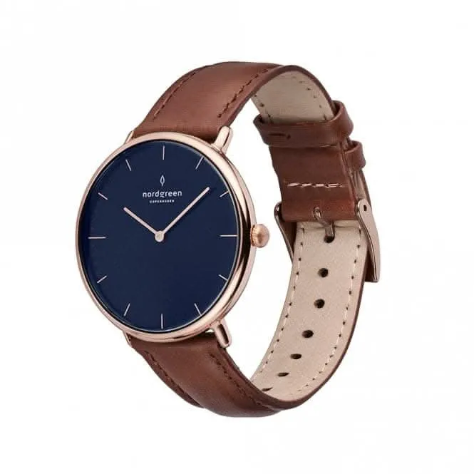 Unisex Native Leather Rose Gold 36mm Watch NR36RGLEBRNA