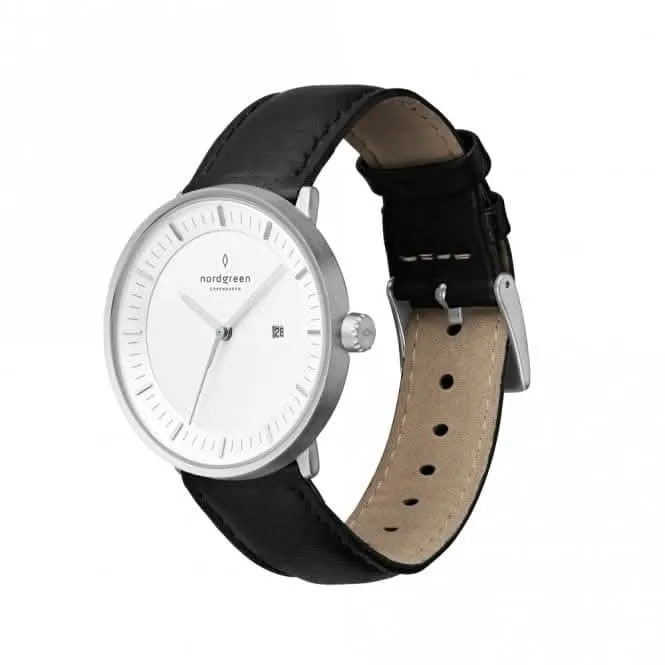 Unisex Philosopher Leather Silver 36mm Watch PH36SILEBLXX