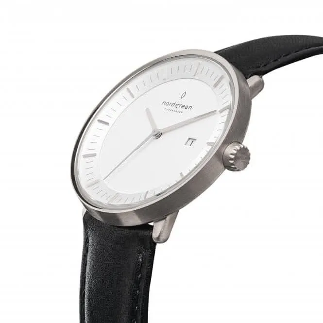 Unisex Philosopher Leather Silver 36mm Watch PH36SILEBLXX
