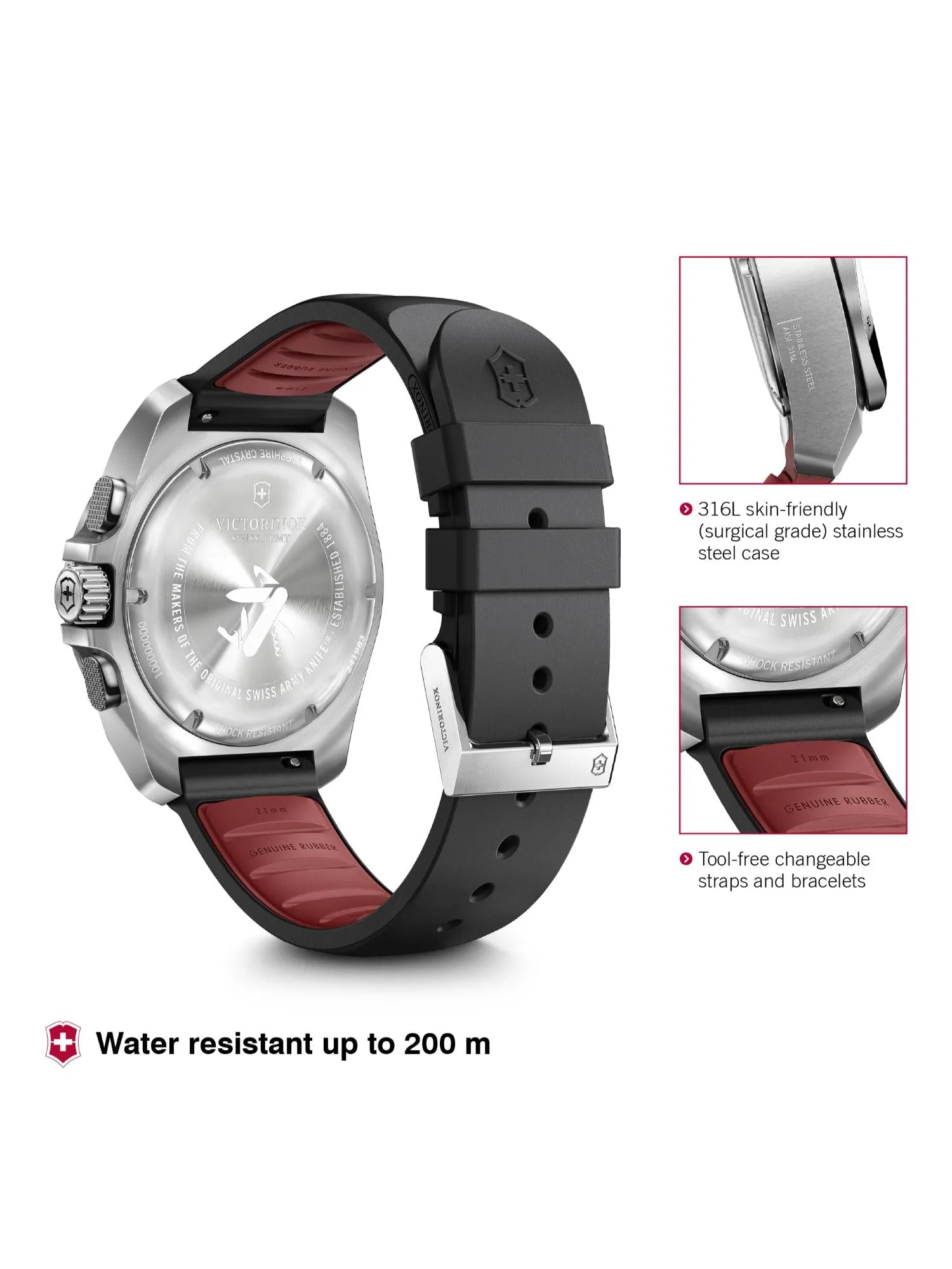 Victorinox Men 43 mm Size Black Dial I.N.O.X. Chrono Watch - V241983