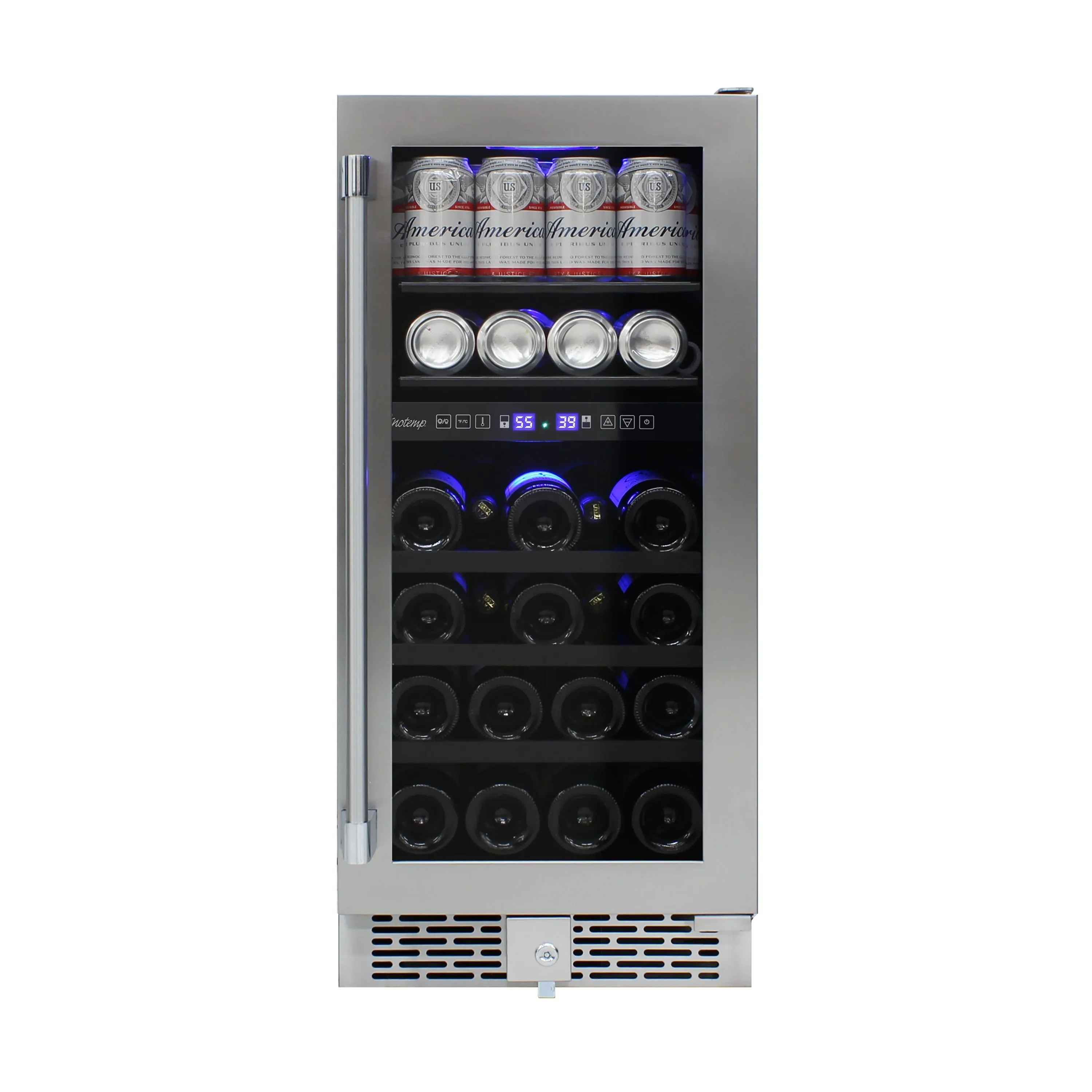 Vinotemp 15" Outdoor Dual-Zone Wine and Beverage Cooler, in Stainless Steel
