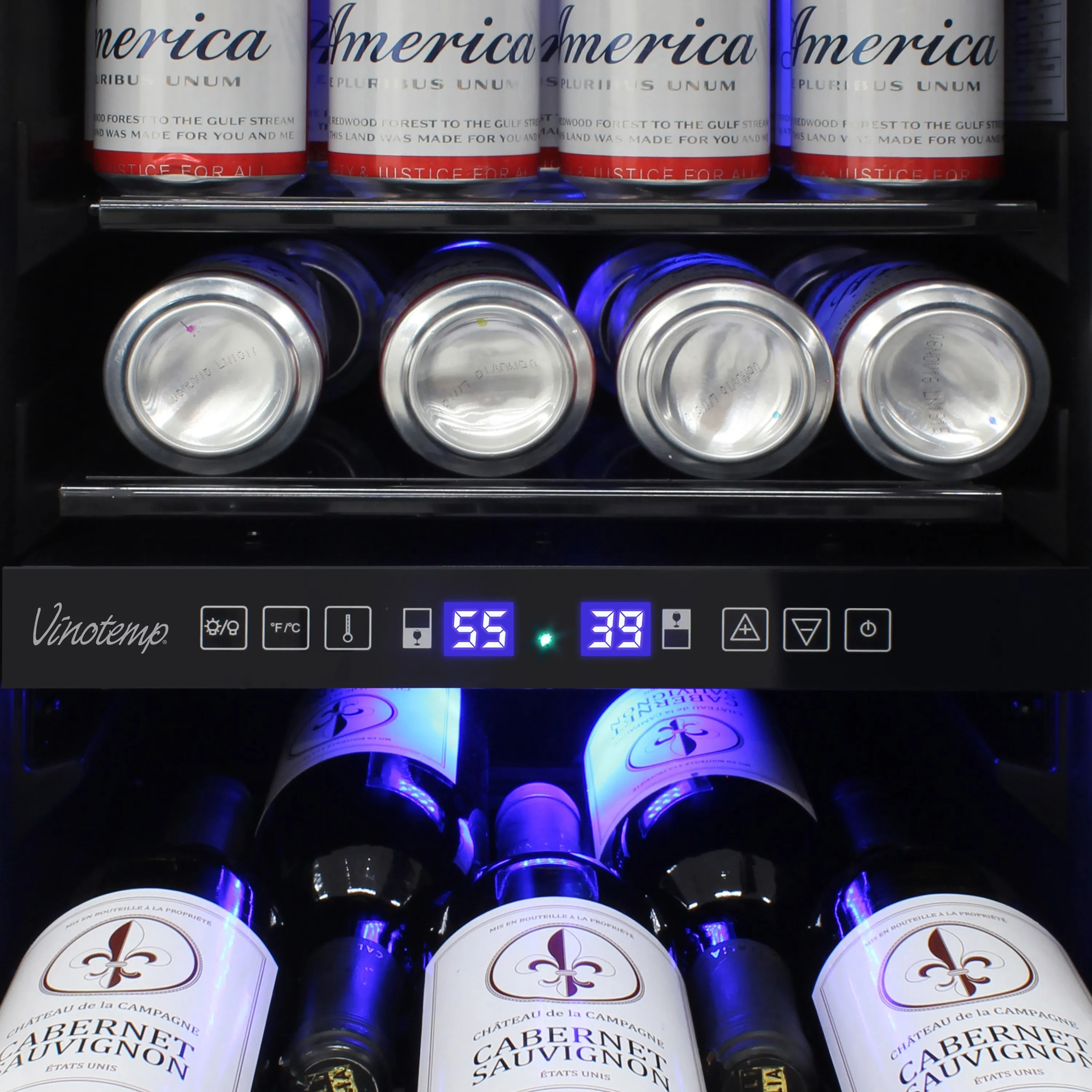 Vinotemp 15" Outdoor Dual-Zone Wine and Beverage Cooler, in Stainless Steel