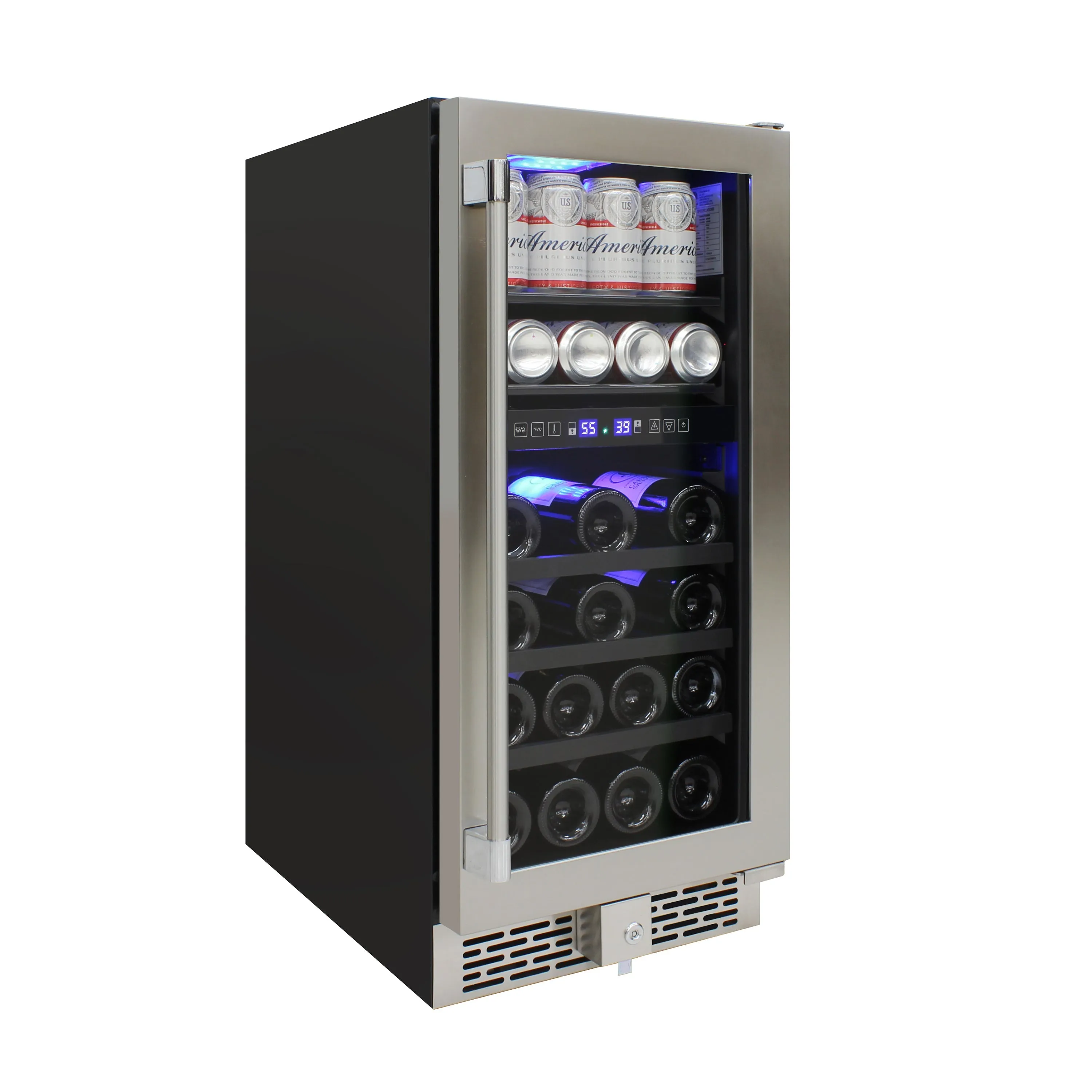 Vinotemp 15" Outdoor Dual-Zone Wine and Beverage Cooler, in Stainless Steel