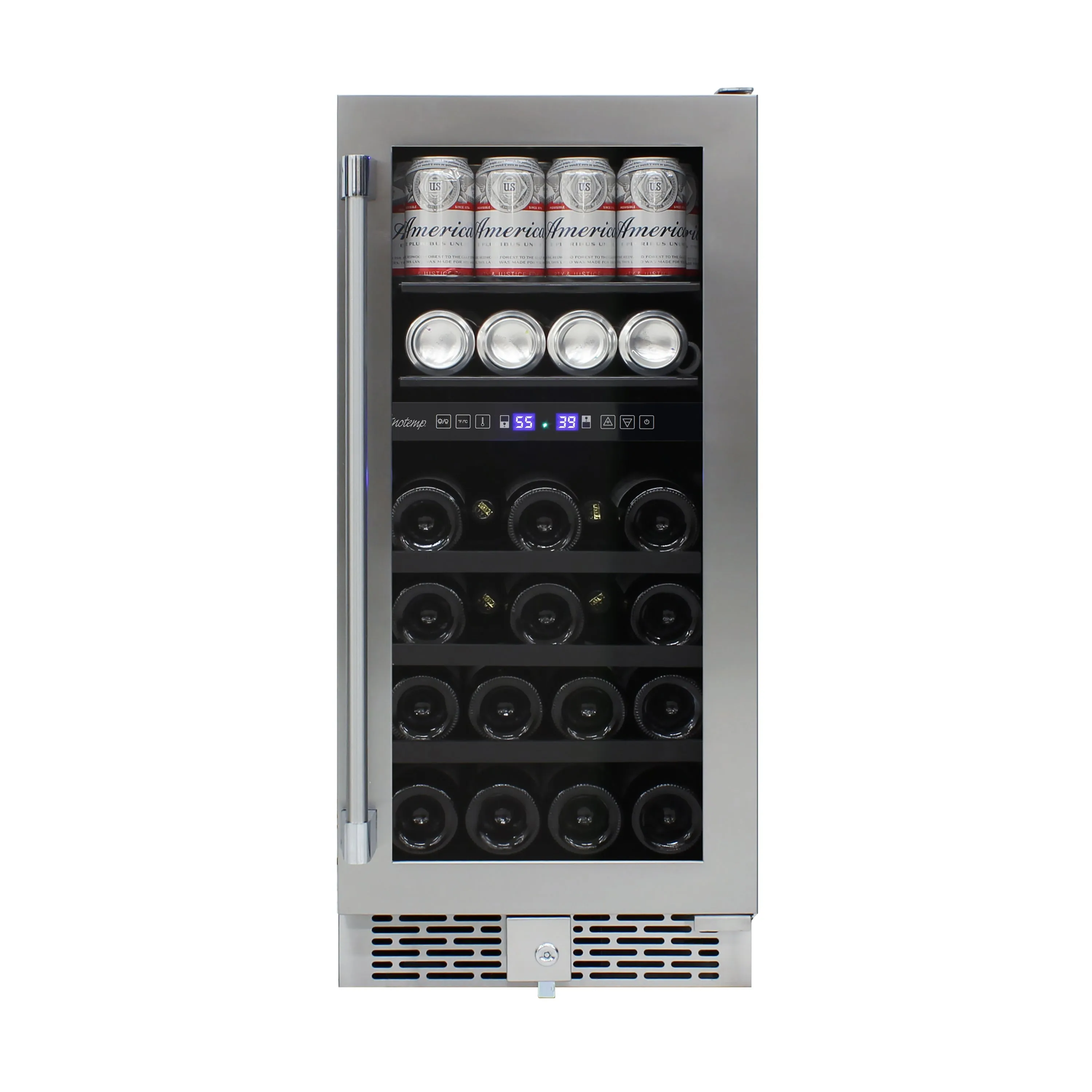 Vinotemp 15" Outdoor Dual-Zone Wine and Beverage Cooler, in Stainless Steel