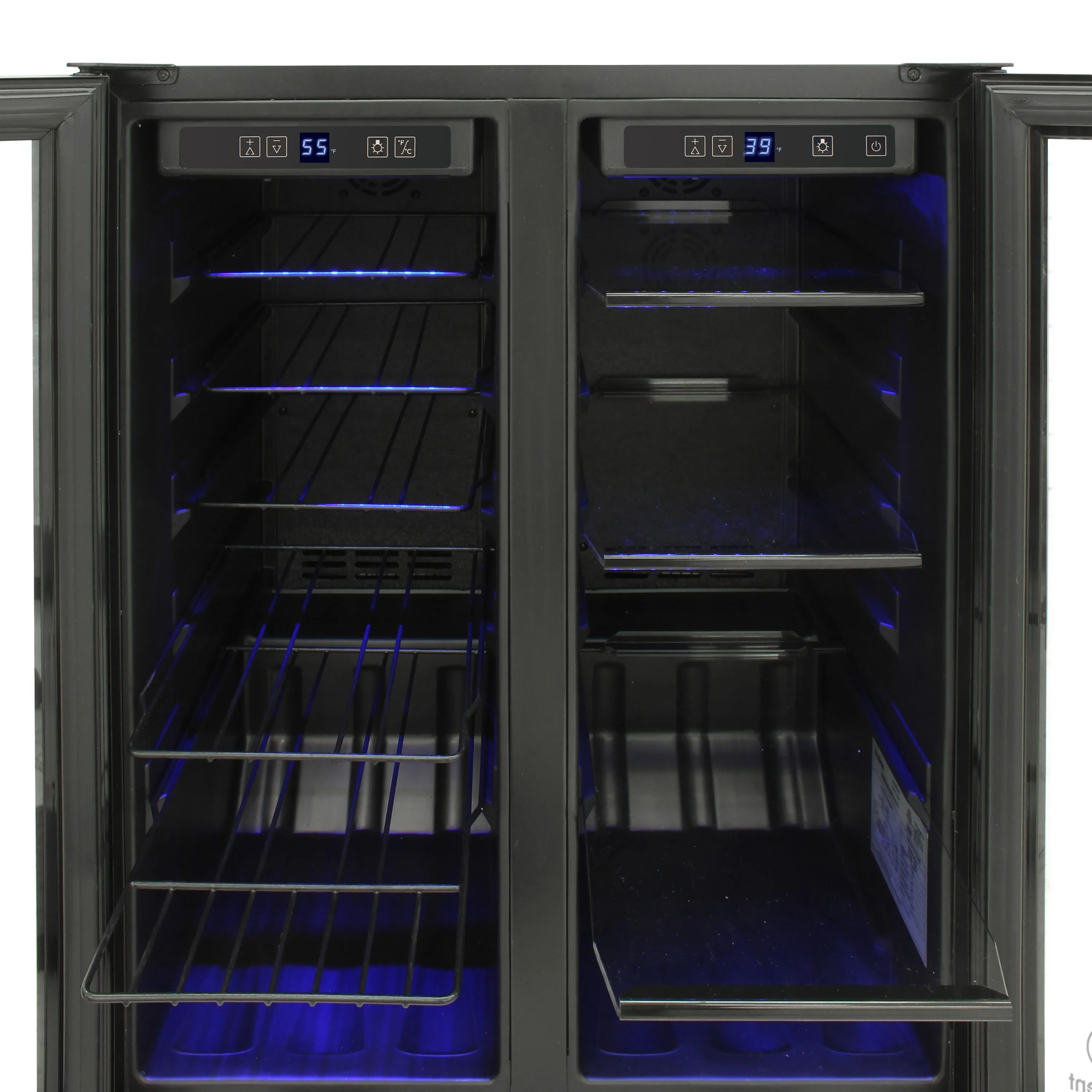 Vinotemp Butler Series Touch Screen Wine and Beverage Cooler with French Doors, in Black