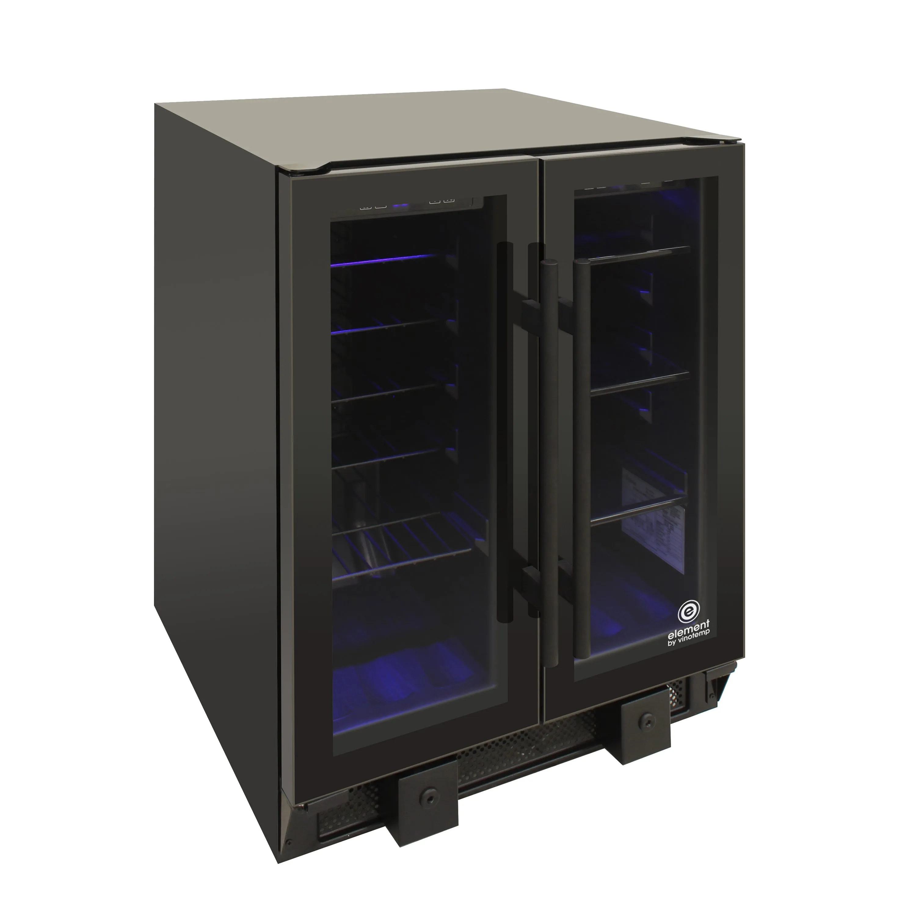 Vinotemp Butler Series Touch Screen Wine and Beverage Cooler with French Doors, in Black