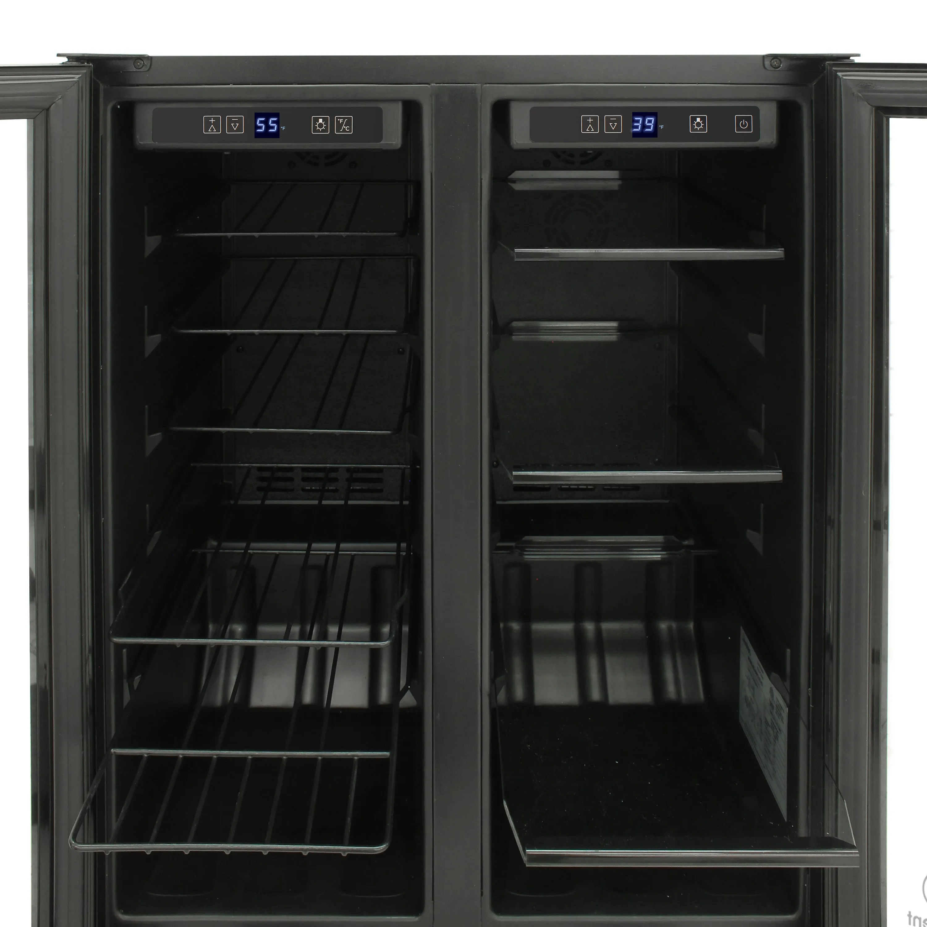 Vinotemp Butler Series Touch Screen Wine and Beverage Cooler with French Doors, in Black