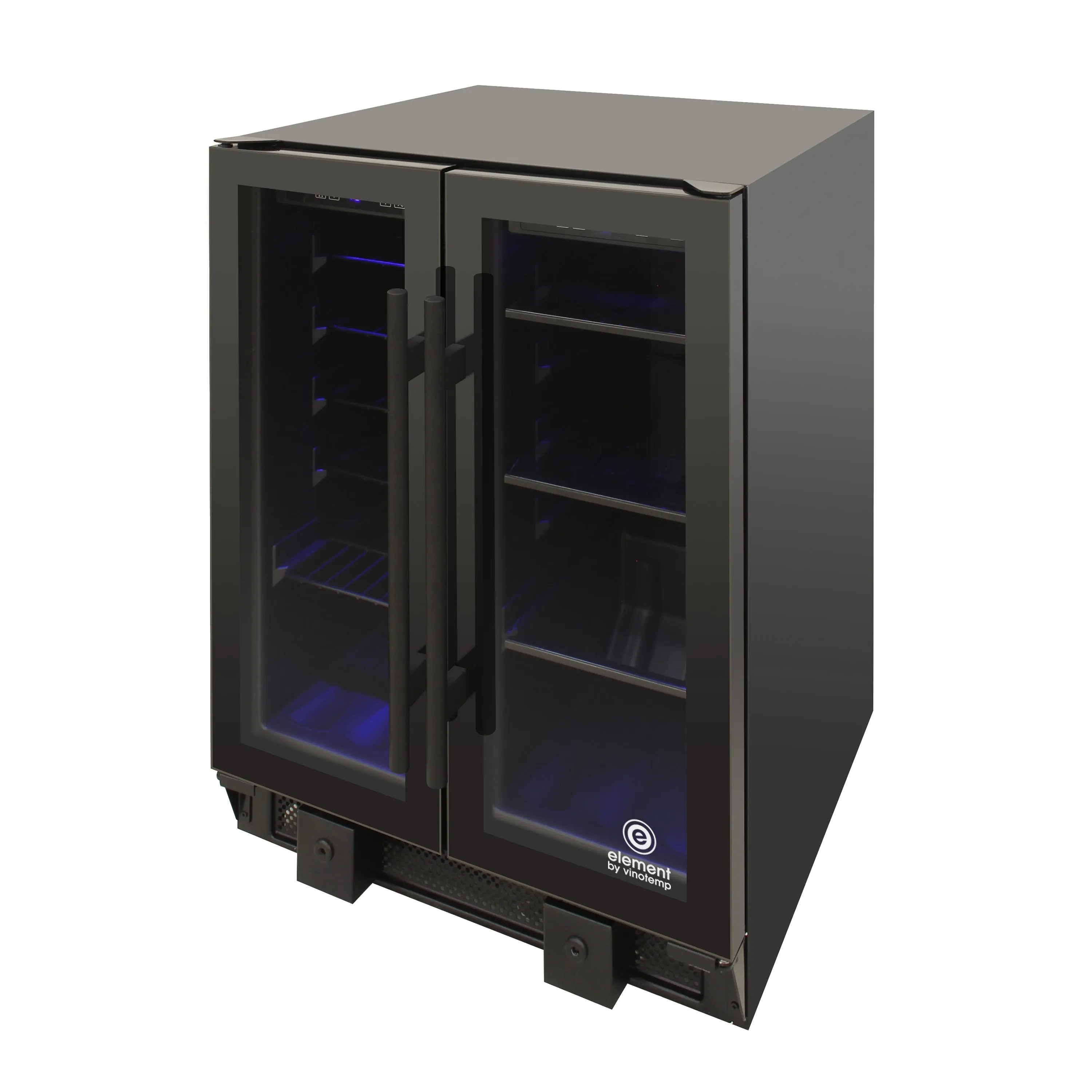 Vinotemp Butler Series Touch Screen Wine and Beverage Cooler with French Doors, in Black
