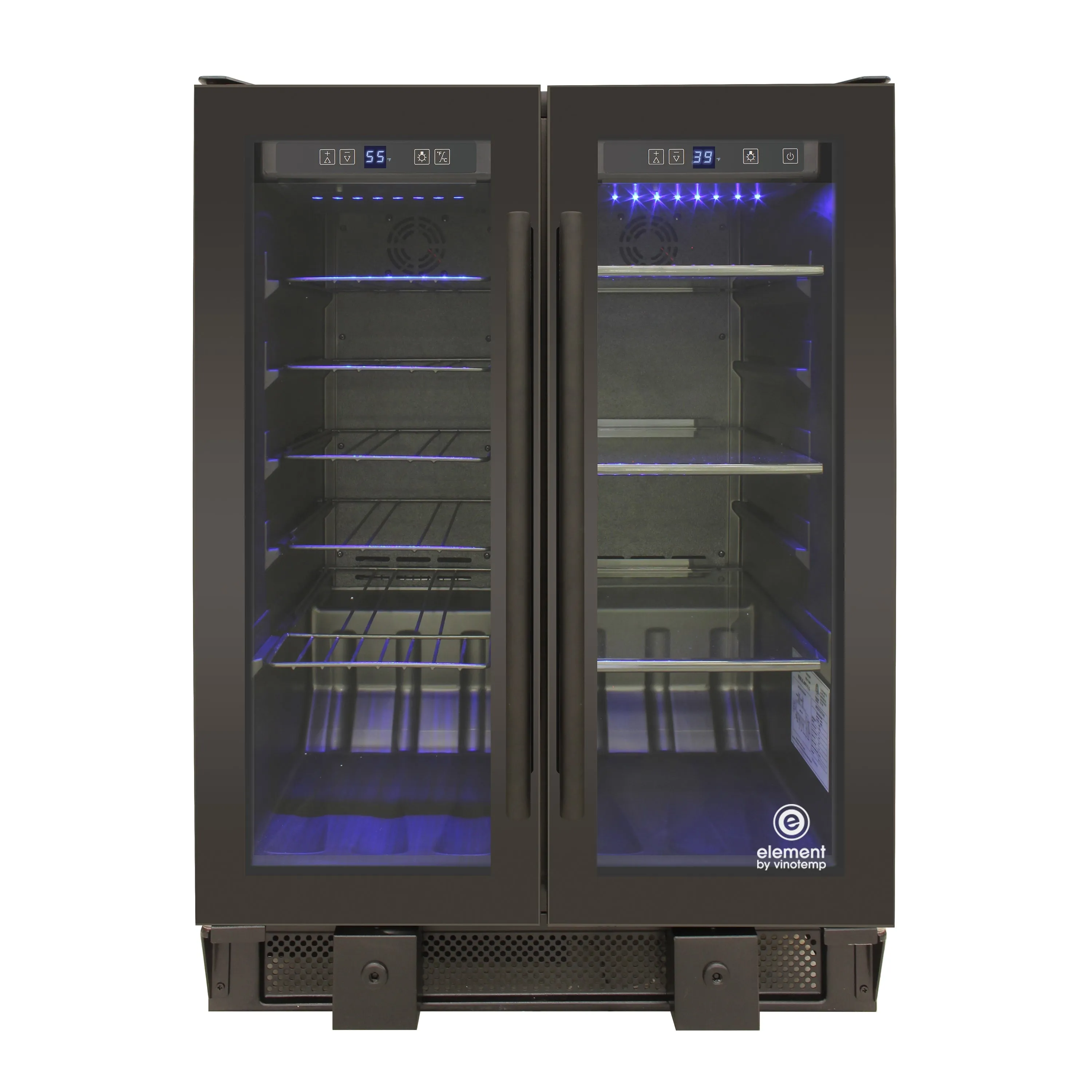 Vinotemp Butler Series Touch Screen Wine and Beverage Cooler with French Doors, in Black