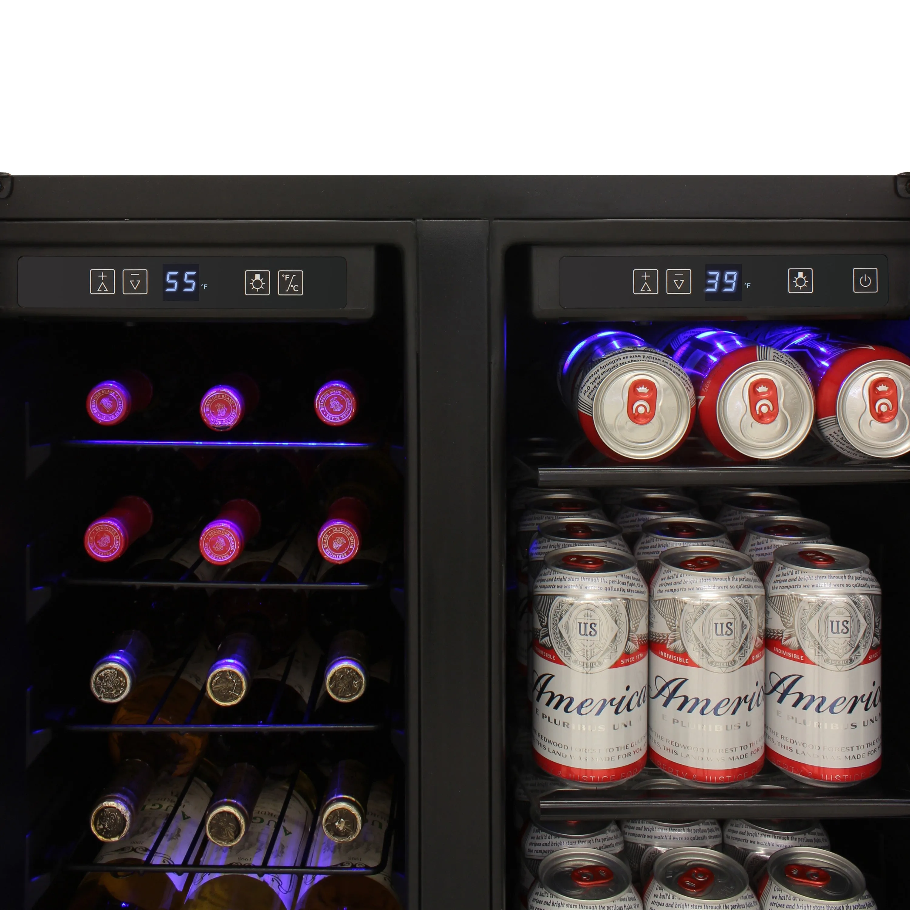 Vinotemp Butler Series Touch Screen Wine and Beverage Cooler with French Doors, in Black