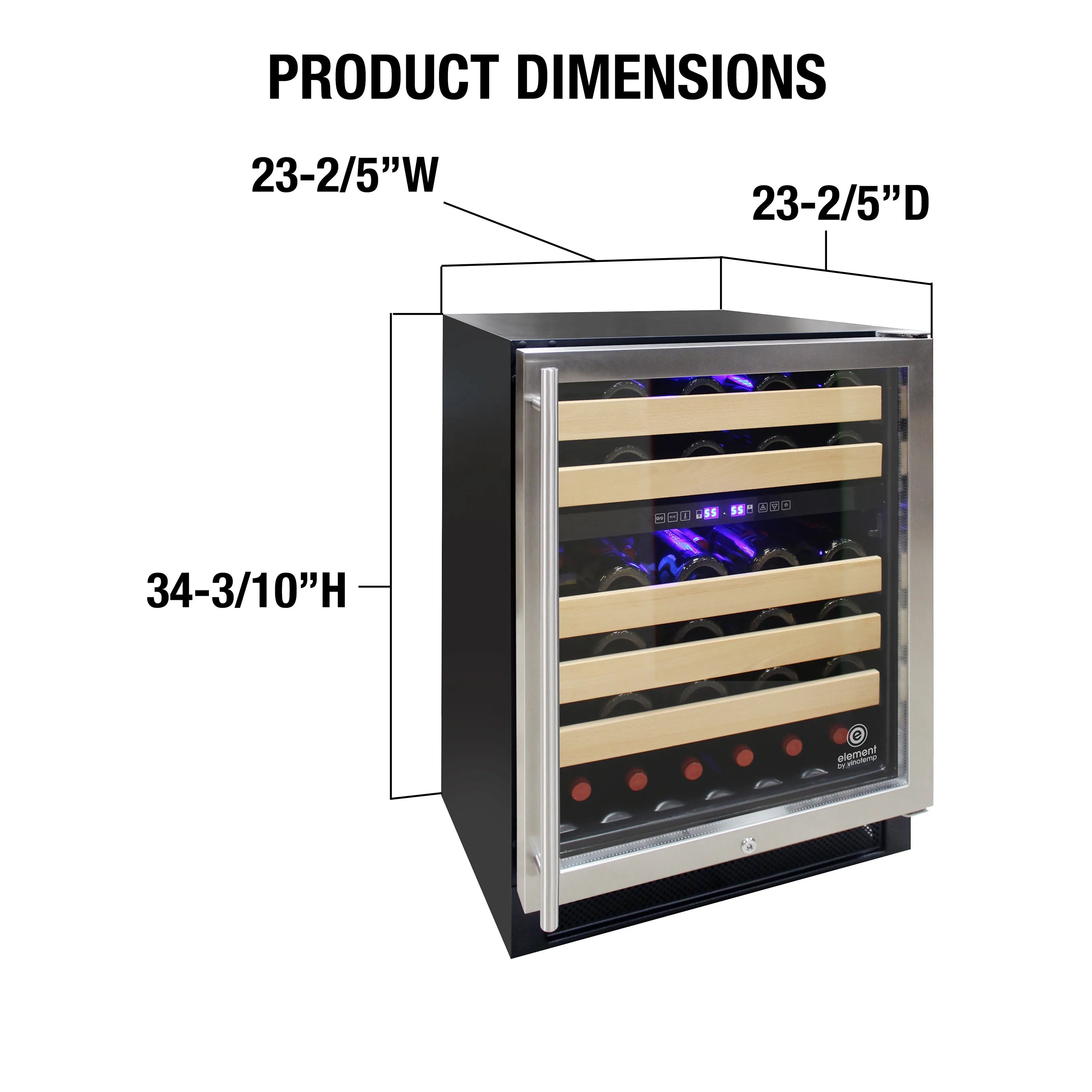 Vinotemp Connoisseur Series 46 Dual-Zone Wine Cooler, 46 Bottle Capacity