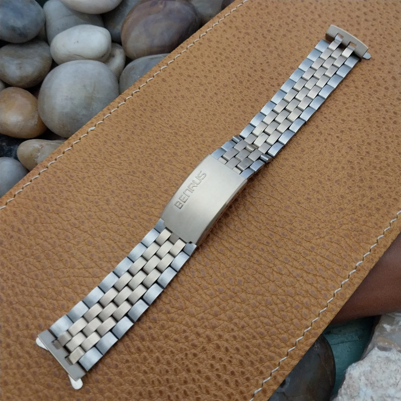 Vintage 18mm Benrus Stainless Steel Solid Link Unused Classic 1970s Watch Band