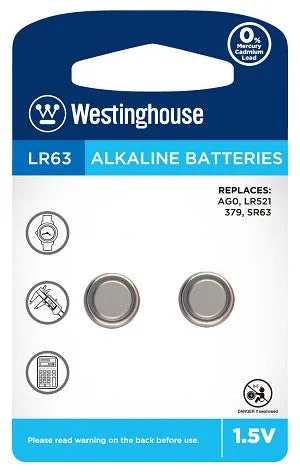 Westinghouse AG0 / 379 / LR521 1.5V Coin Cell Batteries Pack of 2