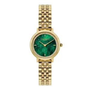 Womens Olivia Burton Gold/Green Ultra Slim Honeycomb Watch