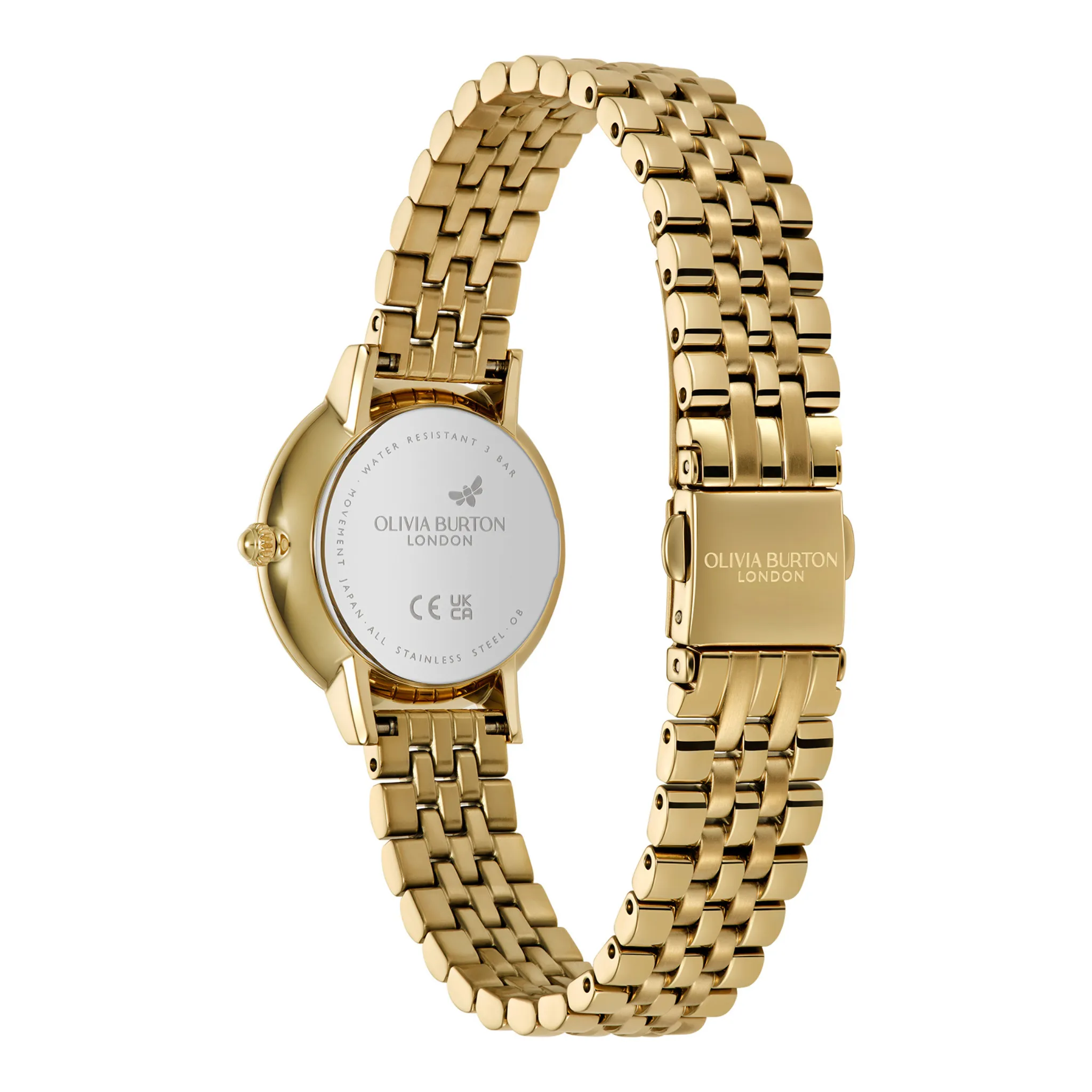 Womens Olivia Burton Gold/Green Ultra Slim Honeycomb Watch