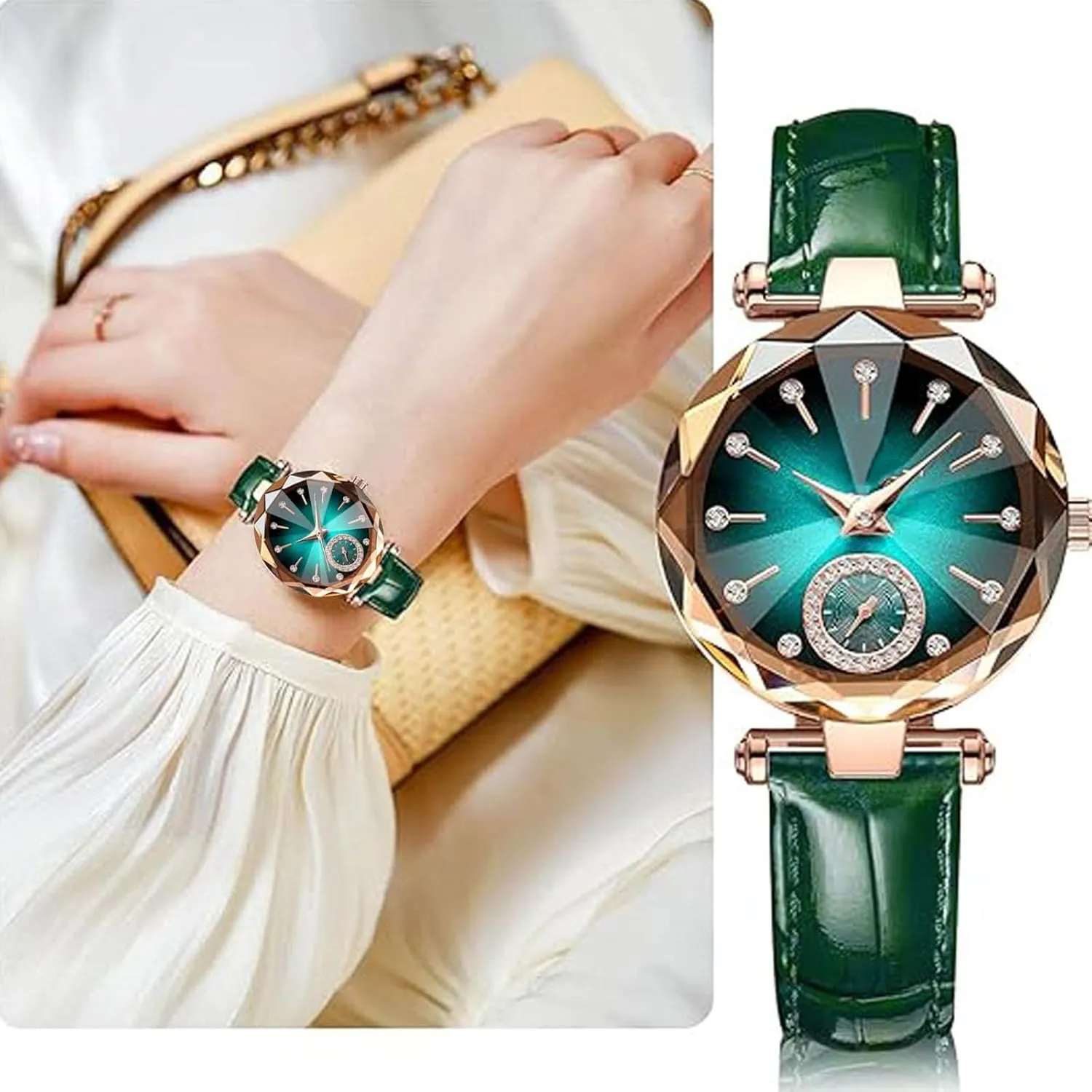 Womens Watches Wholesale Bracelet Elegant Leather Strap Watch Fashion Simulation Creative Diamond Dial Watch Round Dial Analog Quartz Wristwatches