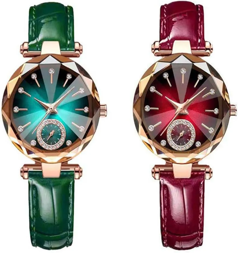 Womens Watches Wholesale Bracelet Elegant Leather Strap Watch Fashion Simulation Creative Diamond Dial Watch Round Dial Analog Quartz Wristwatches