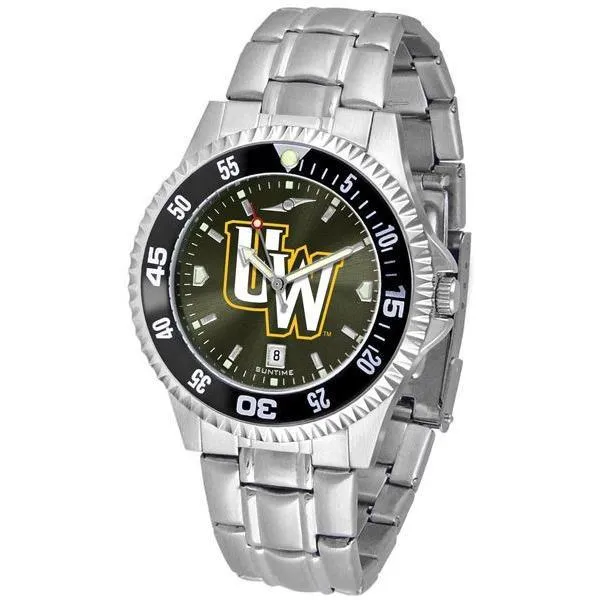 Wyoming Cowboys Mens Competitor AnoChrome Steel Band Watch w/ Colored Bezel
