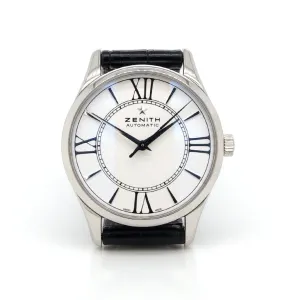 Zenith Ultrathin Stainless Steel Black Leather Strap Ladies Vintage Watch - 2016
