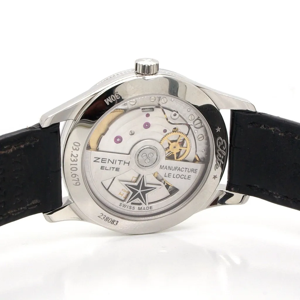 Zenith Ultrathin Stainless Steel Black Leather Strap Ladies Vintage Watch - 2016